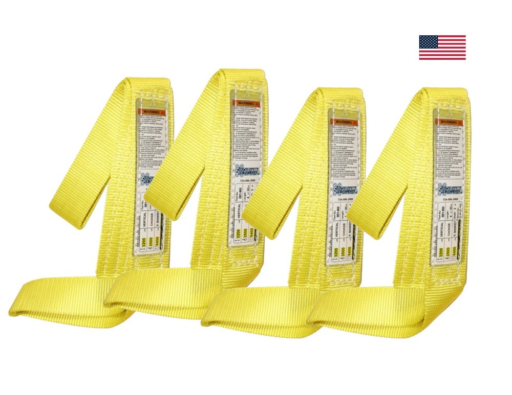 4 pack 2″ x 3 ft Nylon Web Lifting Sling Tow Strap 2-ply EE2-902 Eye & Eye USA