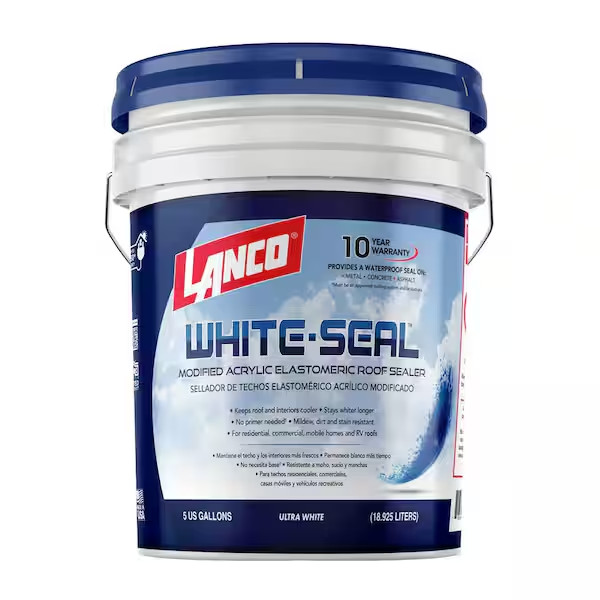 ELASTOMERIC ROOF SEALER 5 Gallon White Coating Waterproof Rubberized Cool RV