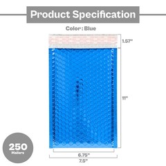 7.5 x 11 Glamour Metallic Blue Poly Bubble Mailers Padded Envelope 250 Pcs
