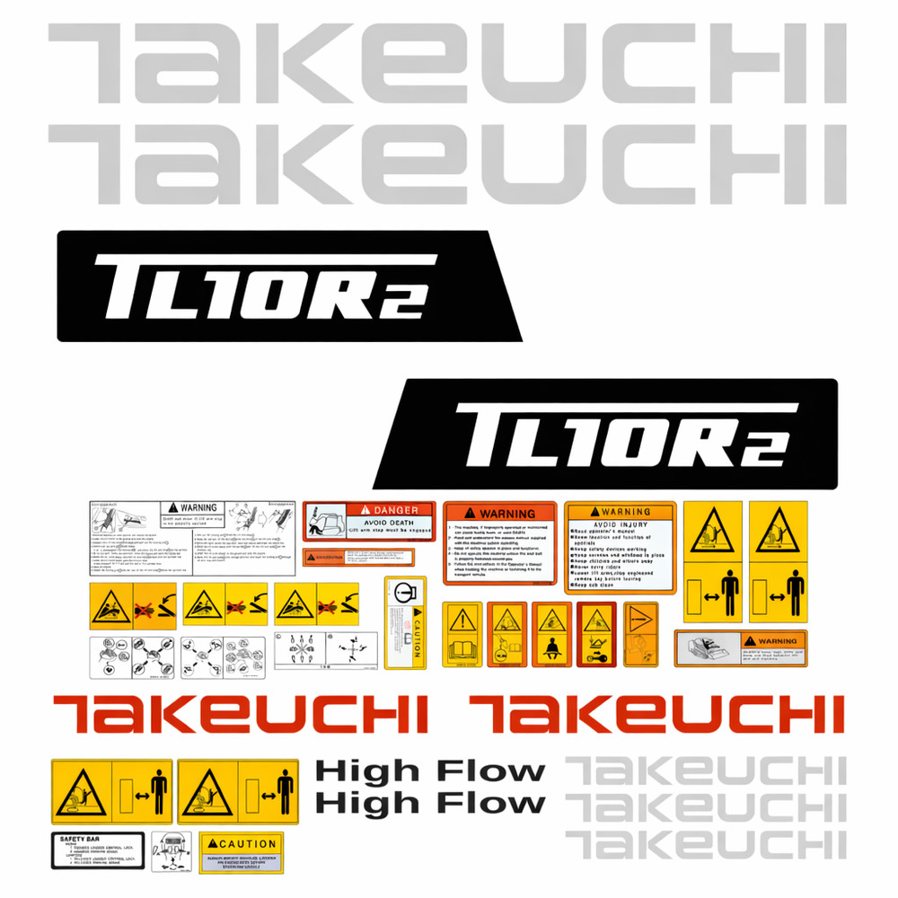 Decal Kit fits Takeuchi TL10-R2 Skid Steer TL10 w/Safety Stickers USA FREE SHIP!
