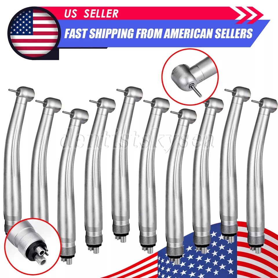 10PCS Dental High Fast Speed Handpiece Standard Head Push Button 4HOLE