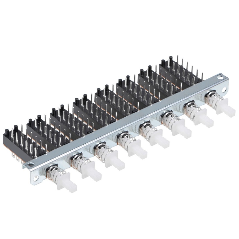 Interlock Push Button Switch Piano Type 4PDT 12 Pins 8 Row