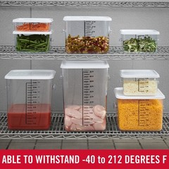 Commercial Products Space Saving Square Food Storage Container 12 Quart Clear…