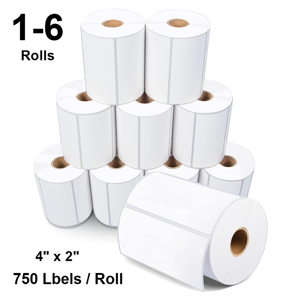 4″X2″ Direct Thermal Shipping Labels 750 per Roll For Zebra & Rollo Printers