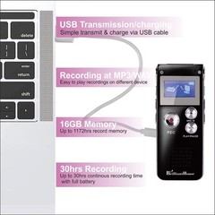 16GB Voice Activated Digital Recorder with Playback and Password Protection