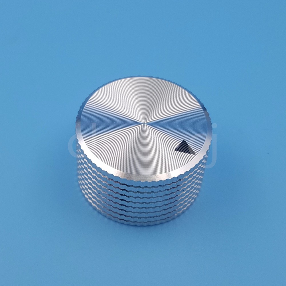Silver Aluminum 25 x 15.5mm Volume Potentiometer 6.4mm 1/4” Audio Rotary Knob