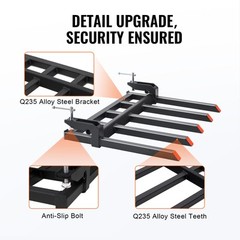 VEVOR Clamp on Debris Pallet Forks to 48″ Bucket 2600 lbs Capacity Heavy Duty