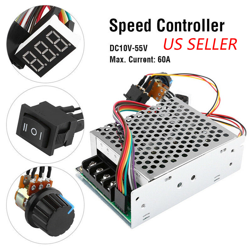 DC 10-55V MAX 60A Reversible PWM Motor Speed Controller 12V 24V 36V