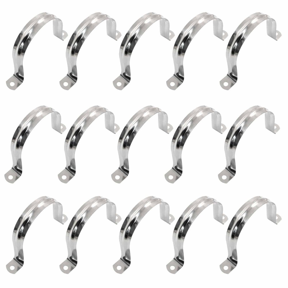 12Pk 3″ Stainless Steel 2-Hole Conduit Clamp Rigid Pipe Strap U-Bracket Heavy Du