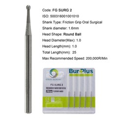 Wave Dental Carbide Burs 25mm Surgical Damond Burs Round Ball FG SURG 1 2 3 4 5