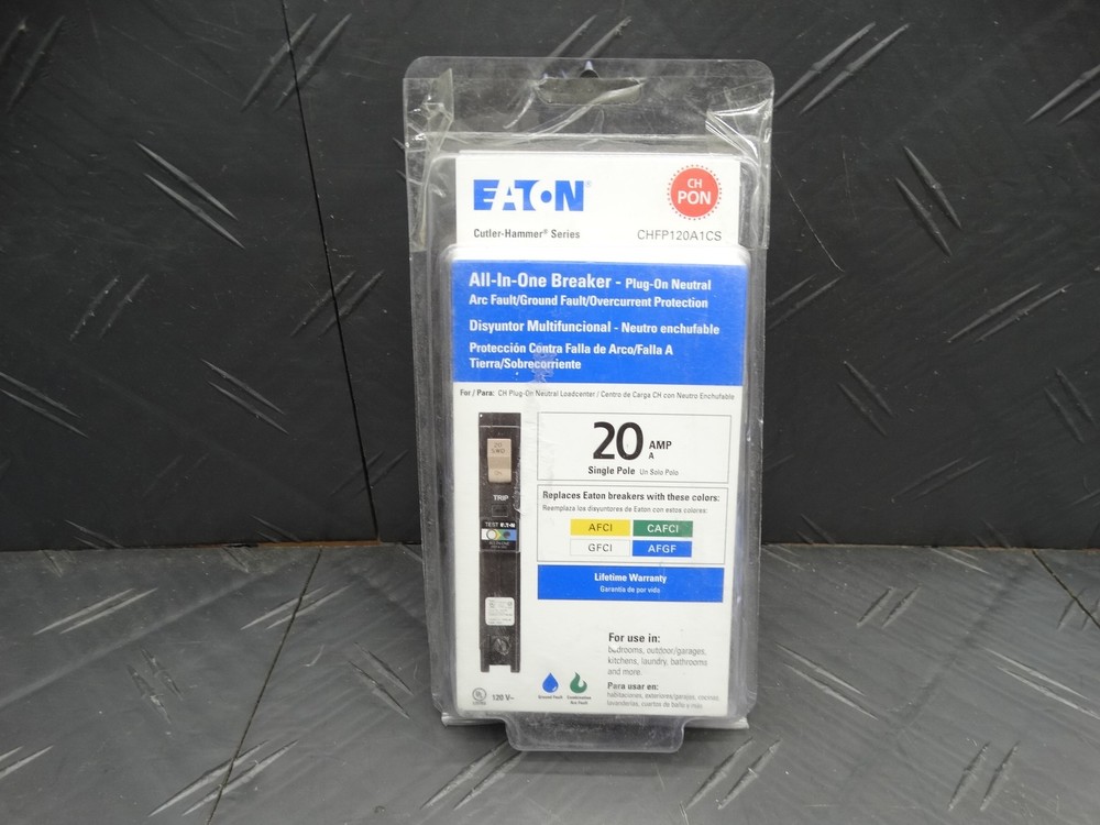 Eaton CH 20 Amp All in One AF/GF Plug-On-Neutral Breaker CHFP120A1CS