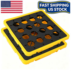Heavy Duty Spill Containment Pallet 2-Pack Leakproof Detachable Tray Drum Yellow