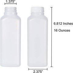 16 Oz Empty Plastic Juice Bottles with Tamper Evident Caps – 33 Pack Drink Co…