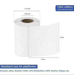 20 Rolls label 4×6 Direct Thermal Shipping 5000 labels Zebra Eltron ZP450 2844.