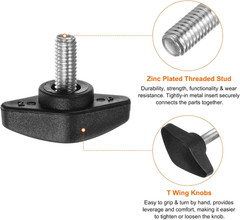 4 Pcs T-Wing Knobs, M6 x 14mm Male Thread Plastic Clamping Handles