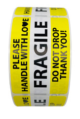 2×3, FRAGILE/DO NOT DROP THANK YOU!, 500 labels per roll, 1-60 Rolls