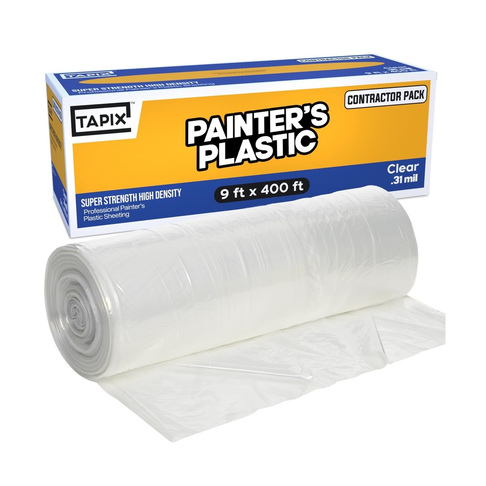 Painter’s Plastic Film, 400′ Length x 9′ Width High, High Density Painters Pl…