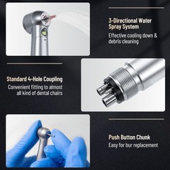 Sibodent E-generator Dental LED Fiber Optic High Speed Handpiece 4 Holes YBM