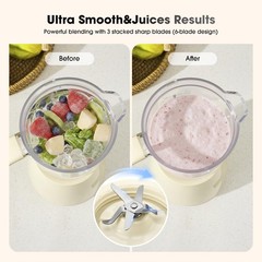 BevWizzy Blender for Smoothies and Shakes, Peak 350W Single 1～2, Creamy White