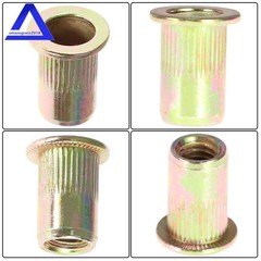 100 Pcs M6 Metric Carbon Steel Rivet Nut Flat Head Threaded Insert Nutsert