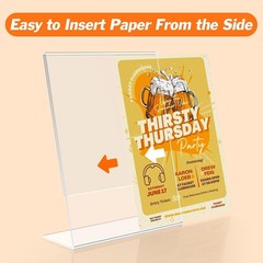 3 Pack Acrylic Sign Holder 8.5×11 Inches, Clear Display Holder, L-Shape Vertical