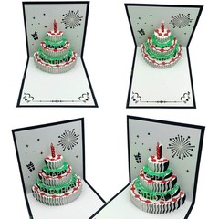 Akeydeco 3D Pop Up Birthday 5.9 inches x inches, blue card Warm light