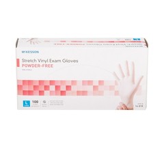 McKesson Stretch Vinyl Exam Glove Standard Cuff Length LARGE 100 per Box