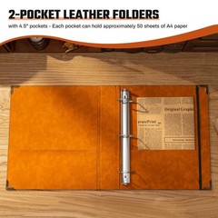 Ovesmusl Leather D Ring Binder Fits 8.5″x11″ Letter Size 1.5 inch, Green