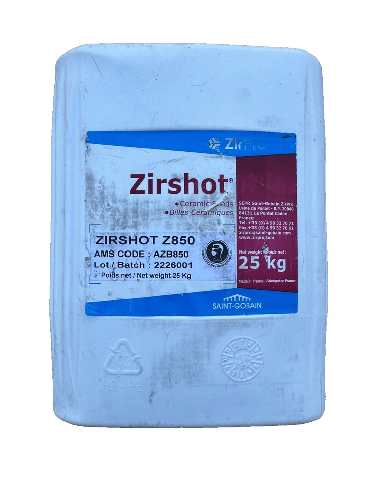 1 Container of ZirPro Zirshot Ceramic Beads Z850 25 Kg, 55.11 Pounds