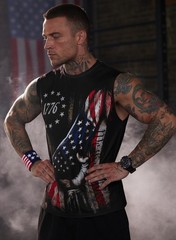Mainfini Mens Fourth Of July Black 1776 American Flag Full Coverage Sleeveless