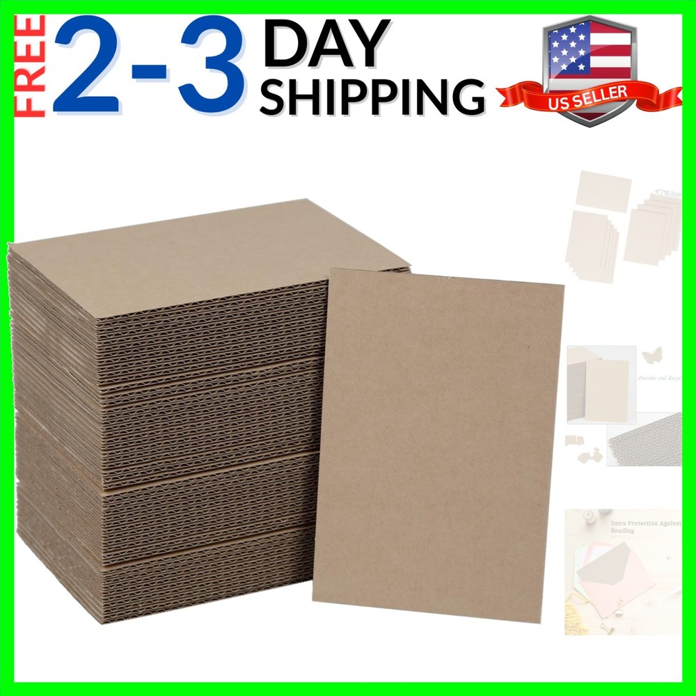 50 Pack Brown Corrugated Cardboard Sheets 4″L x 6″W, Flat Kraft Sheet for DIY…