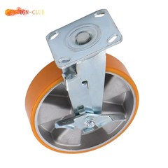 4 Pcs 8″ Aluminum Core Industrial Casters Caster Wheel With Brake 6000lbs Orange
