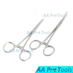 Set Of 4 Pcs Kelly Hemostat Locking Forceps 5.5″ Straight And Curved O.R. Grade