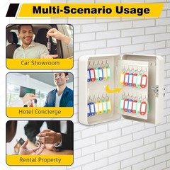 48-Keys Steel Key Lock Box – Wall Mount Key Cabinet with Colorful Secure Tags…