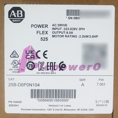 New Sealed Allen Bradley 25B-D6P0N104 PowerFlex 525 2.2kW (3Hp) AC Drive 3 Phase