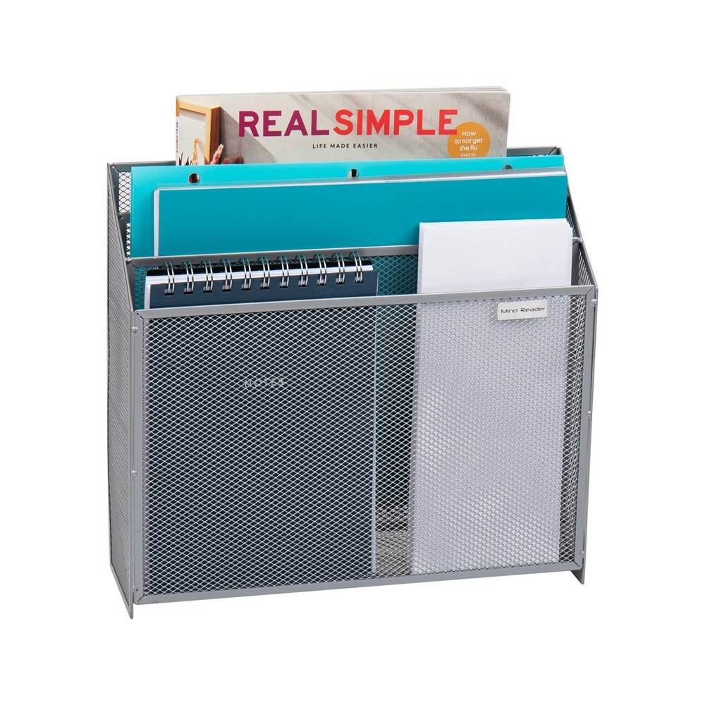 Vertical File Storage, Desktop Organizer, Wall Mount, Office, Metal Mesh, 12….
