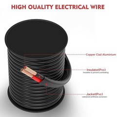 14 Gauge 2 Conductor Electrical Wire, 14 AWG 2.08mm PVC Cord, 12V/24V DC Low …