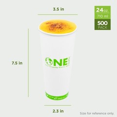 Karat Earth 24oz Eco-Friendly Paper Hot Cups – One Cup One Earth (90mm) – 500 ct