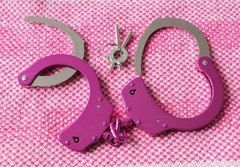 Pink and Silver 2 Tone Professional Grade Double Locking Steel Handcuffs W/ Keys