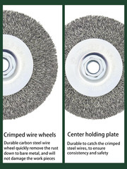 Crimped Wire Wheel Brush 4In 5/8-11 Threads Arbor for 4-1/2″ Angle Grinder Meta