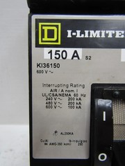 Square D KI36150 150 Amp 600V I-Limiter I-Line Circuit Breaker 150A 3-Pole