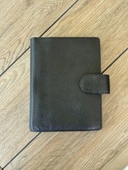 VAN DER SPEK Black Planner Cover for FiloFax Personal Size w/Leather Flyleaf