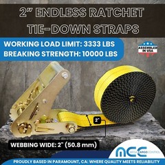 USA Heavy Duty 2″ x 20′ Motorcycle Utility Endless Ratchet Tie Down Strap