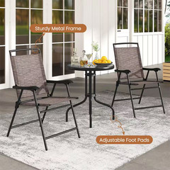 3-Piece Metal round Outdoor Bistro Furniture Set Patio Folding Chairs and Table