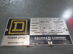 Square D Power-Style Switchgear 45-07950-62S 2500A 3200A Main Breaker Used