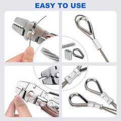 Sanuke Wire Rope Crimping Swaging Tool Cable 10.24 inches, Silver/Metallic