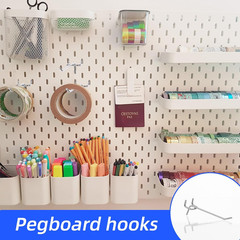100 Pack 4 Inch Pegboard Hooks, Heavy Duty Metal Peg Board Accessories Fit 1/4″