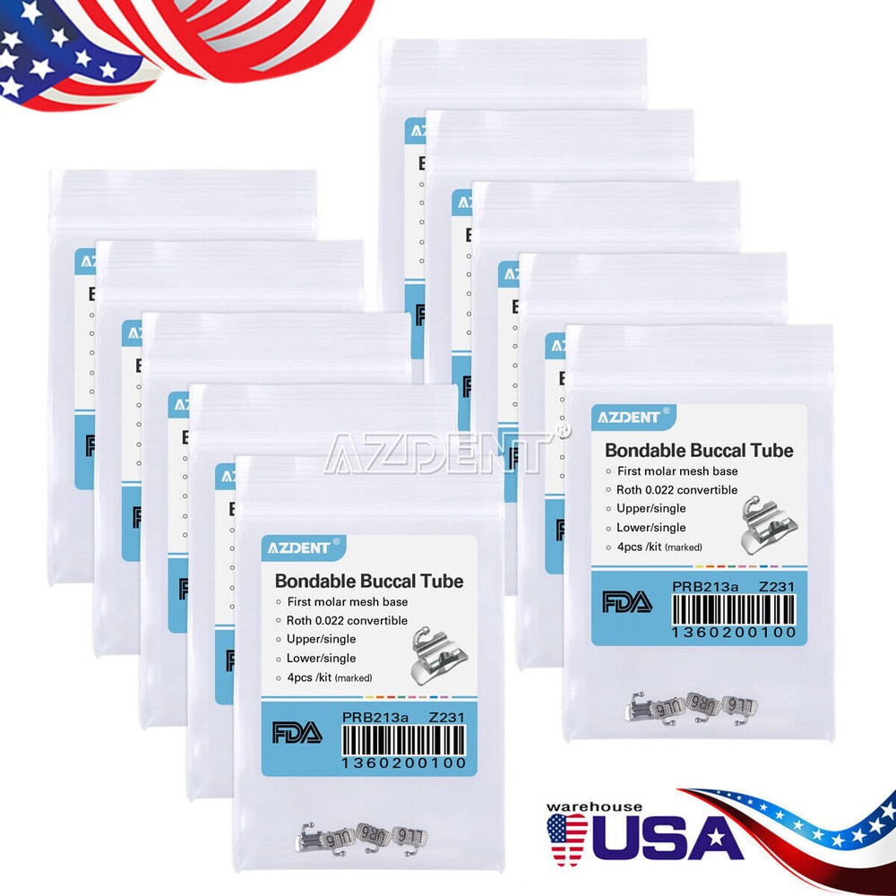 AZDENT Dental Orthodontics Buccal Tube Bondable 1st Molar Convertible Roth .022