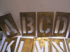 Vintage CH Hanson 45 Brass Stencils 4” Letters Numbers +Punctuation with OLD Box