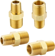 3/8 NPT X 1/4 NPT Male Solid Brass Hex Nipples, Heavy Brass Pipe Adapter Fitting